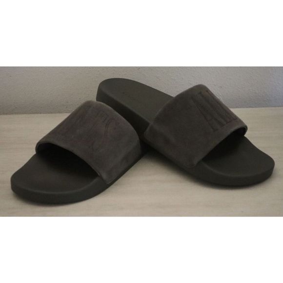 ALLSAINTS 34ZM0180 Men\'s Sz 10M Charcoal Gray Sunland Suede Slide Sandals main image 9